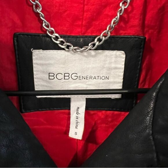 BCBGeneration Long Faux Leather Asymmetrical Zip Moto Jacket | Size S - Picture 5 of 11